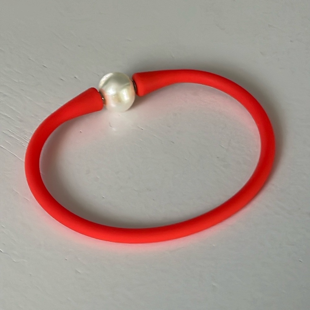 Silicone FRESH WATER PEARL Bracelet | OS | Orange